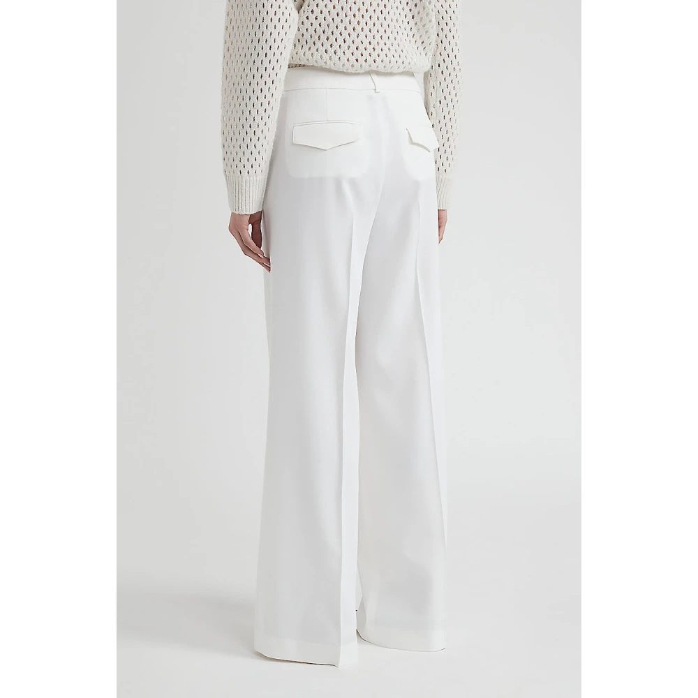 PESERICO Geplooide broek van viscose en wol White Dames