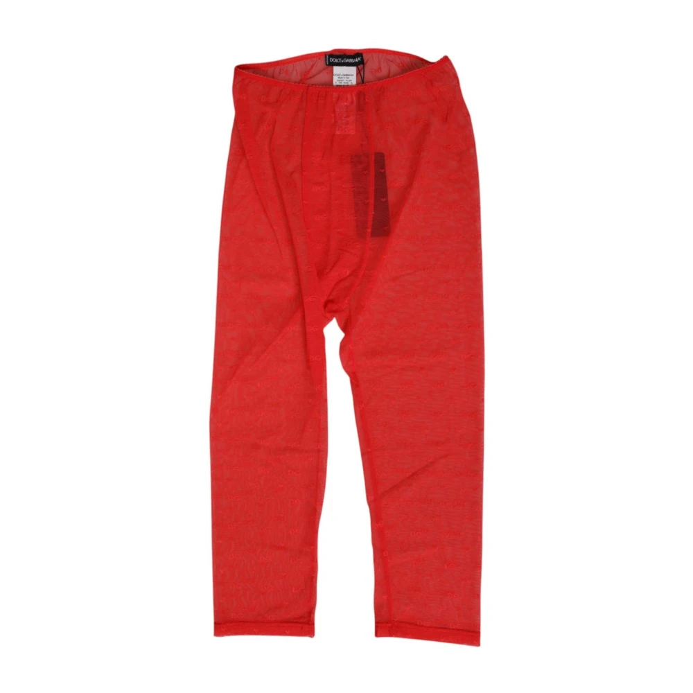 Dolce & Gabbana Women's Red Lace Midi Trousers - Slim-Fit Trousers - S - Trousers
