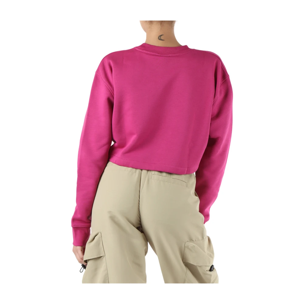 Karl Lagerfeld Gecropte katoenen sweatshirt met logoprint Pink Dames
