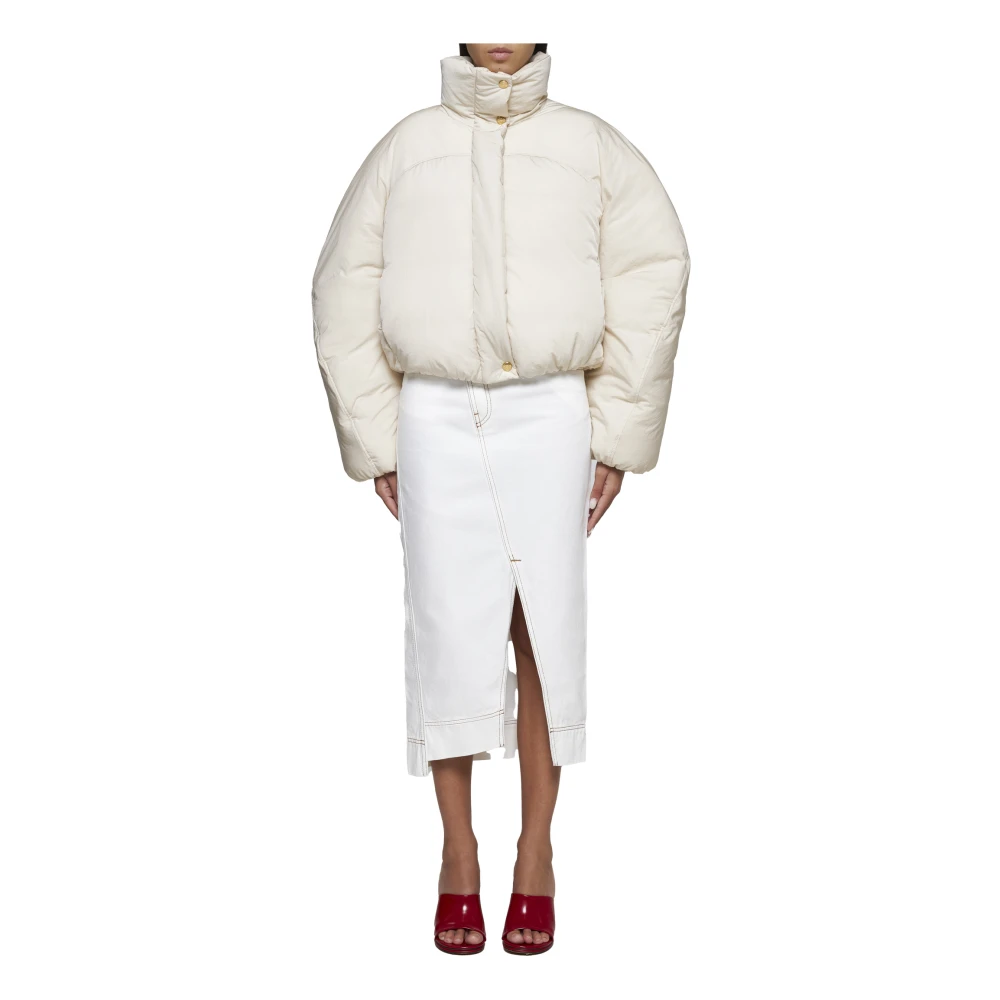 Jacquemus Korte Gewatteerde Nylonjas White Dames