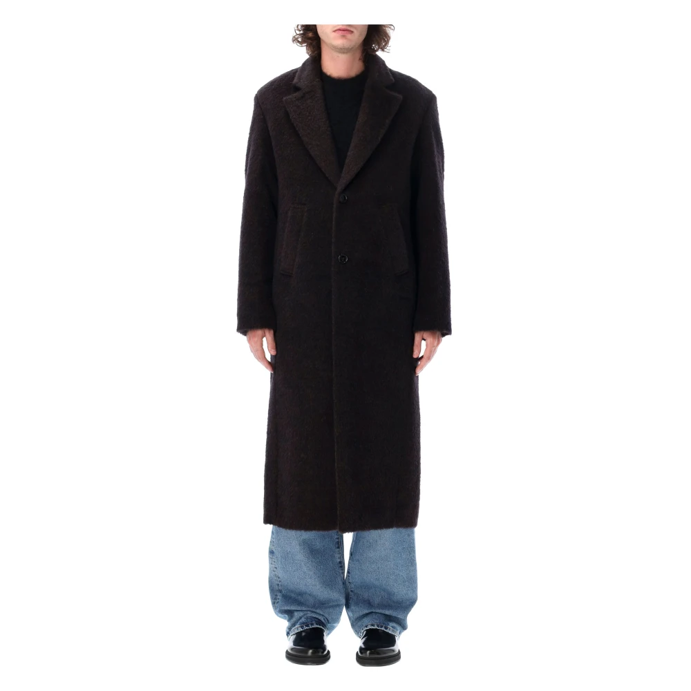 Séfr Luxe Wollen Blend Jas Ursine Melange Brown Heren