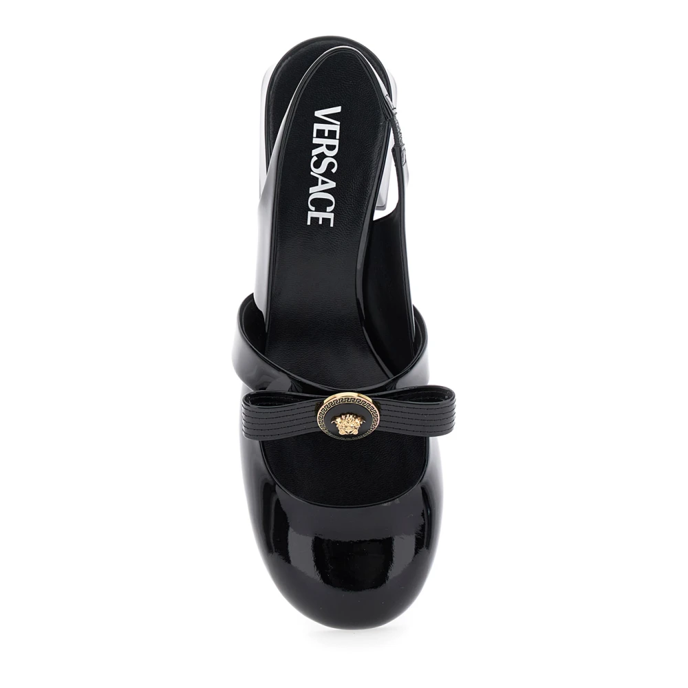 Versace Zwarte ballerina schoenen met hak Black Dames