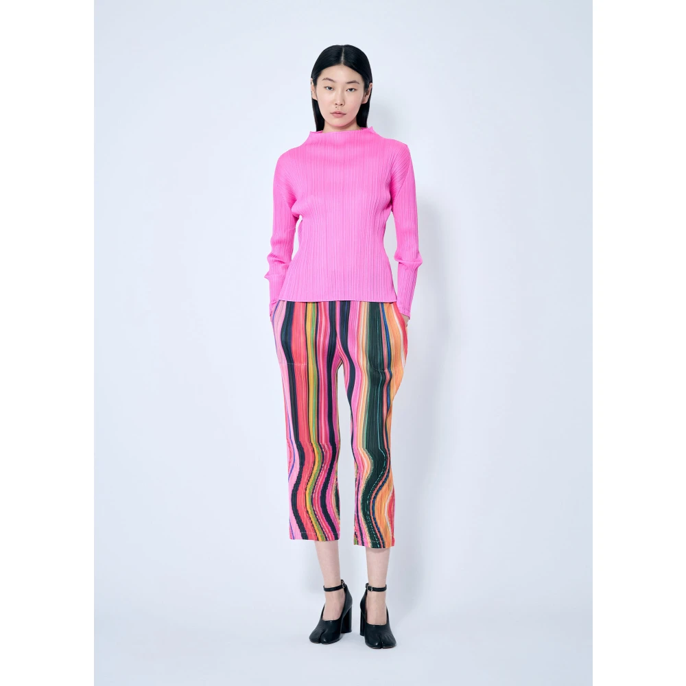 Issey Miyake Geplooide high-neck longsleeve top Pink Dames