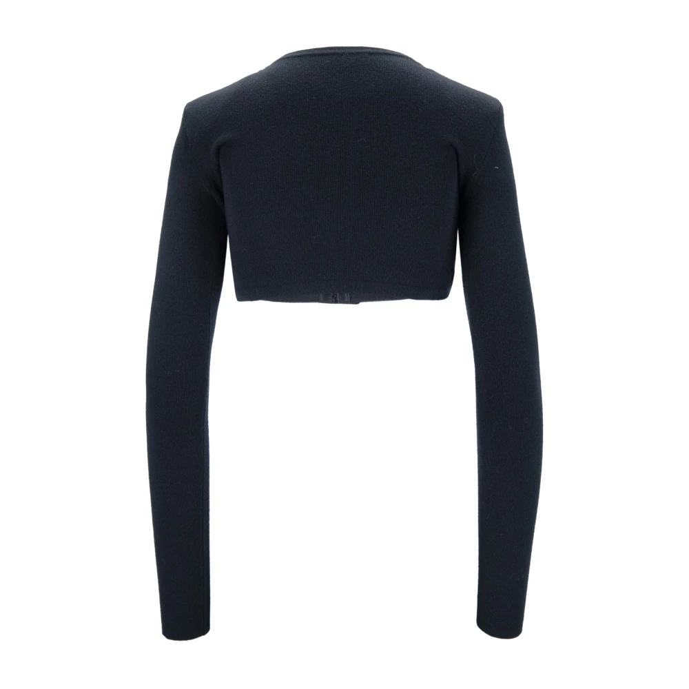 Elisabetta Franchi Lange Mouw Crop Top met Versieringen Black Dames