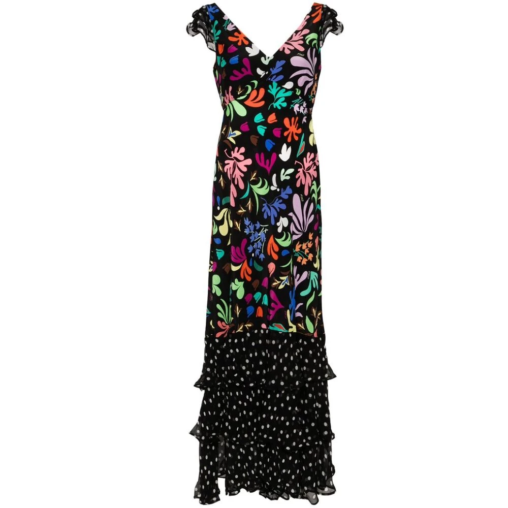 Rixo Zijden Mix Print V-Hals Jurk Multicolor Dames