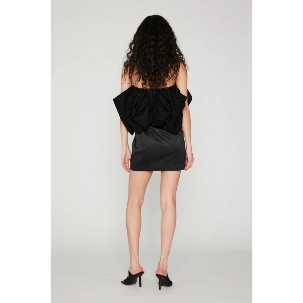 Rotate Birger Christensen Natalie Velvet Ruffle Jurk Black Dames