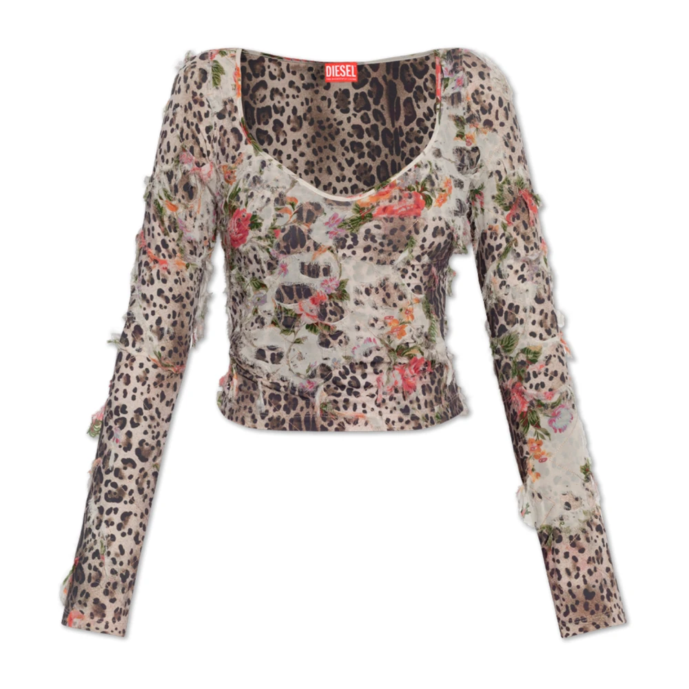 Diesel Top met bloemenmotief T-Flobis Multicolor Dames
