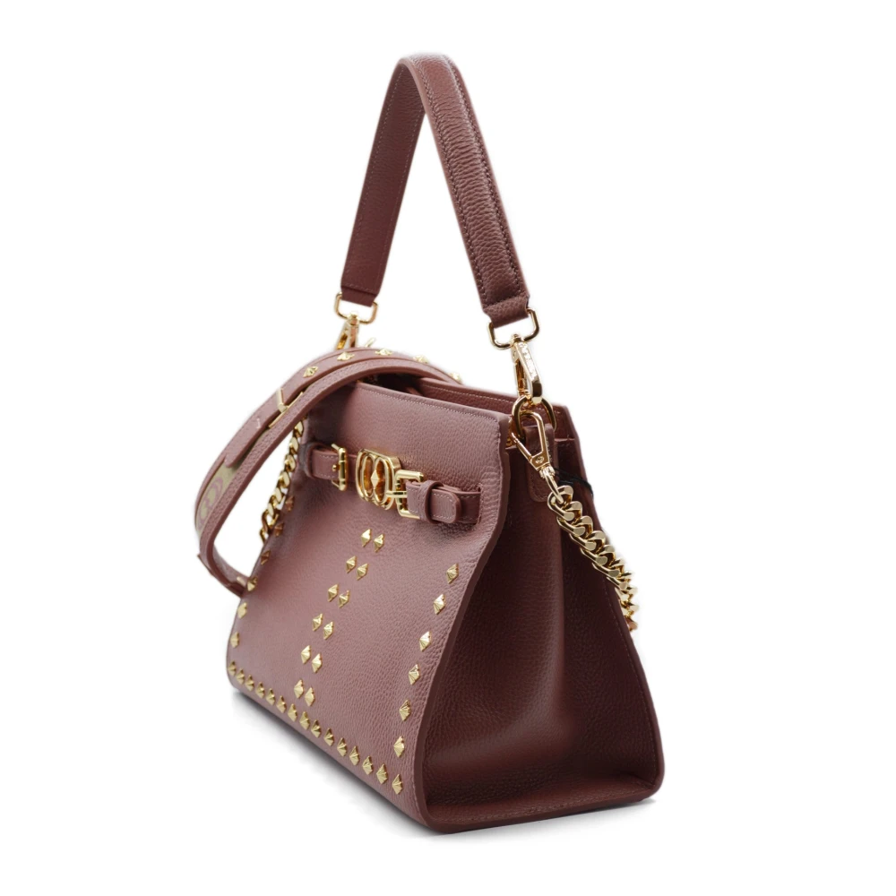 La Carrie Iconische Leren Shopper Tas met Studs Pink Dames
