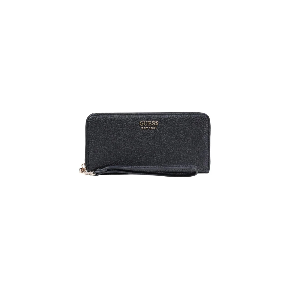 Guess Women's Black Zip-Around Wallet With Multiple Pockets