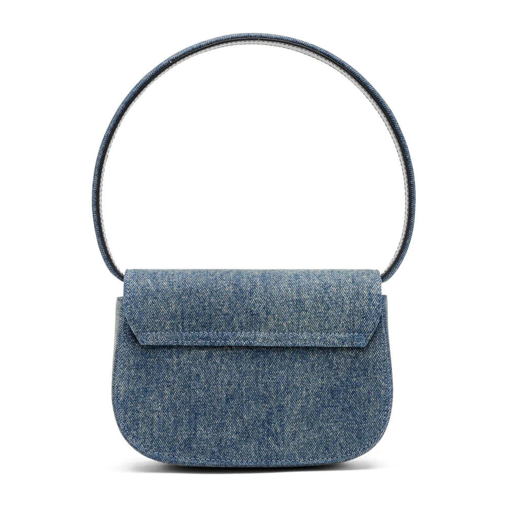 Diesel Denim schoudertas met Oval D-logo Blue Dames