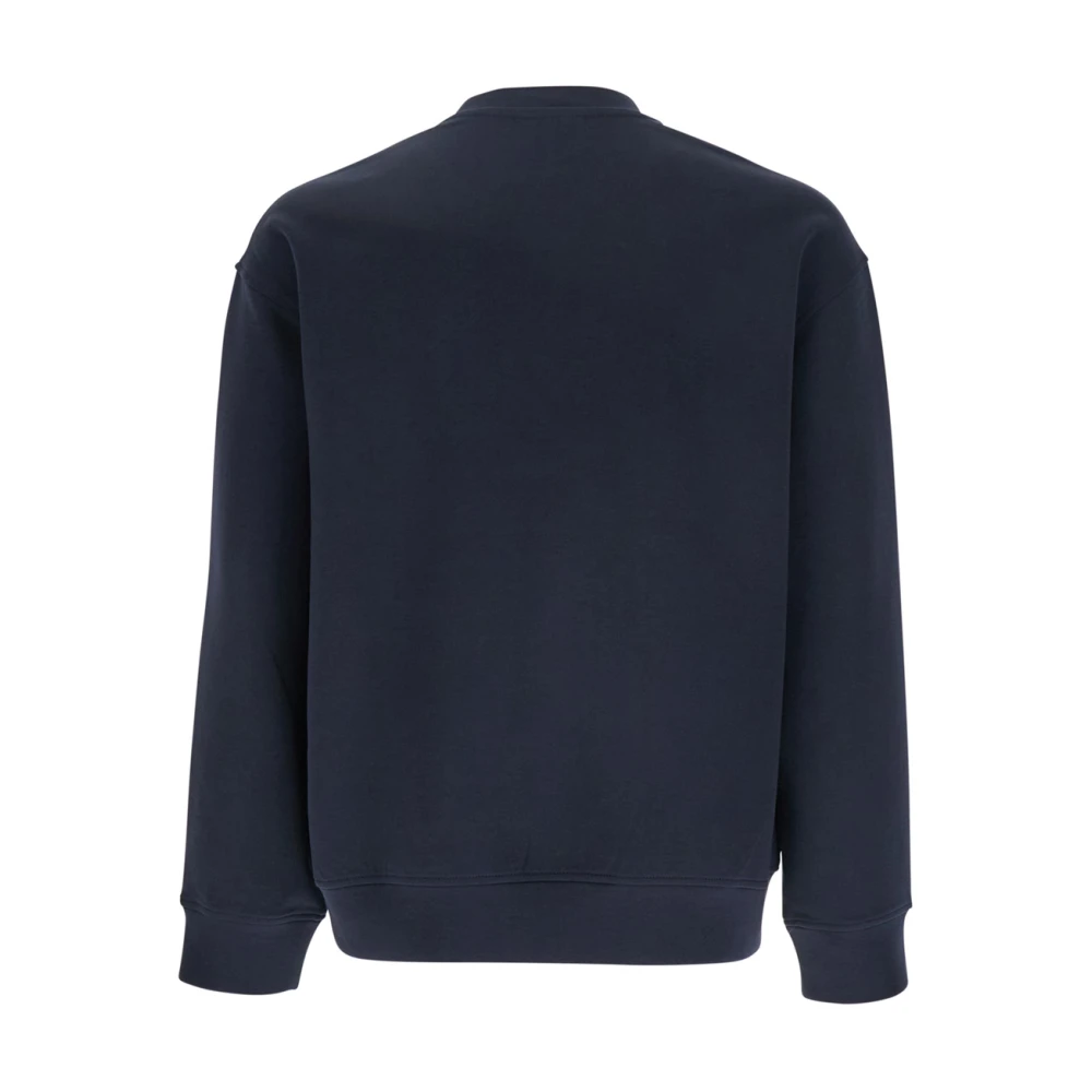 Emporio Armani Logo Geborduurde Sweaters Regular Fit Blue Heren