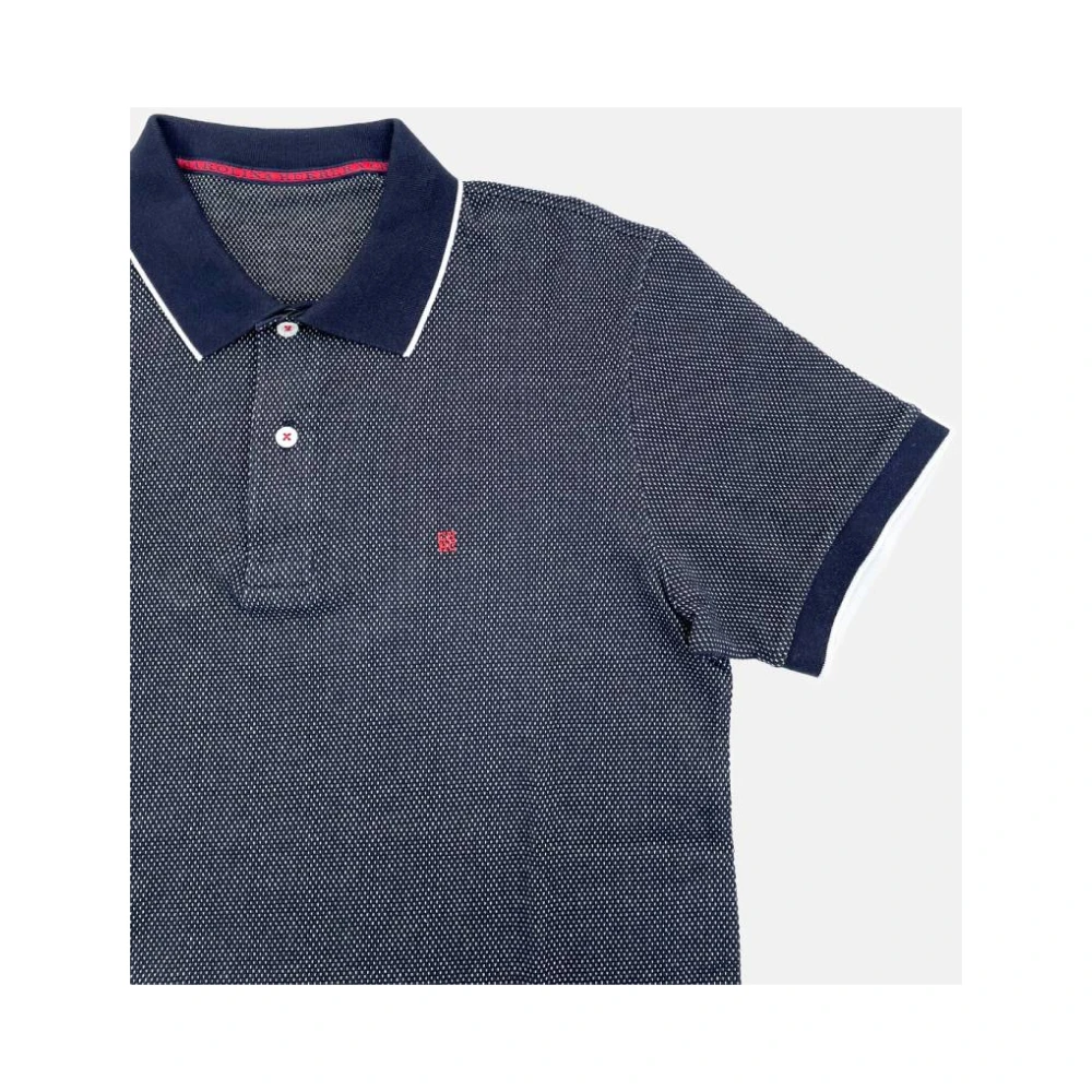 Carolina Herrera Jacquard Katoenen Polo Shirt Logo CH Blue Heren