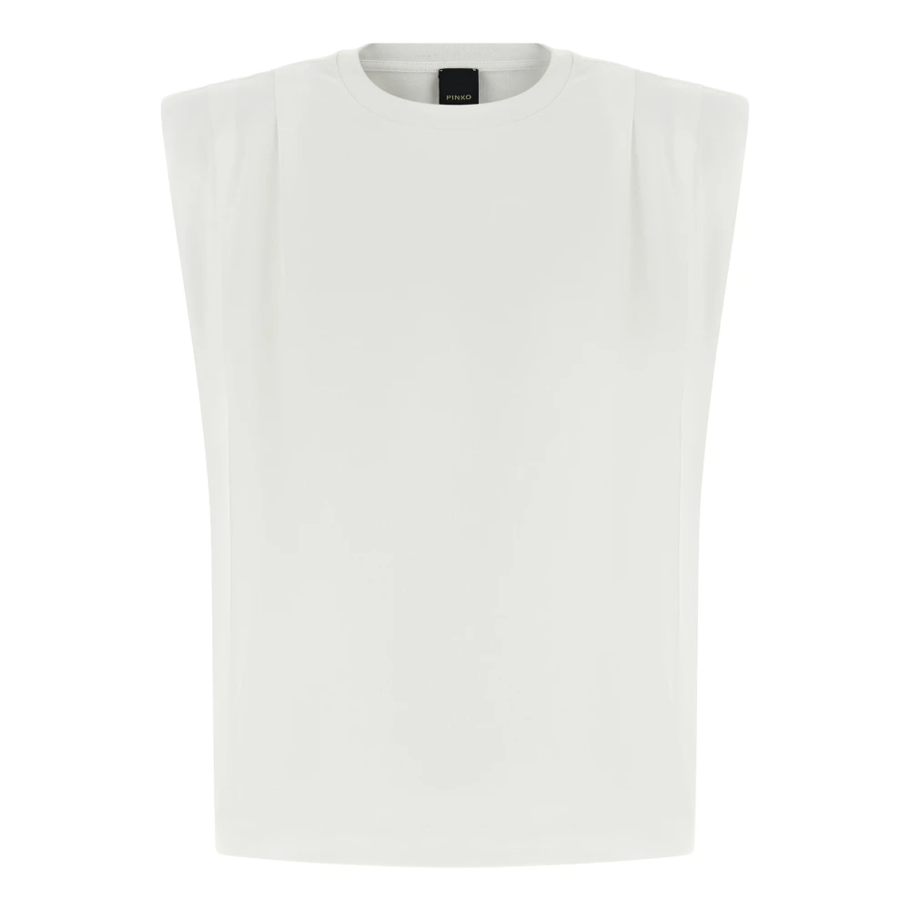 Pinko Women's White Sleeveless Tops, S, Myranda Cotton Jersey Jumper
