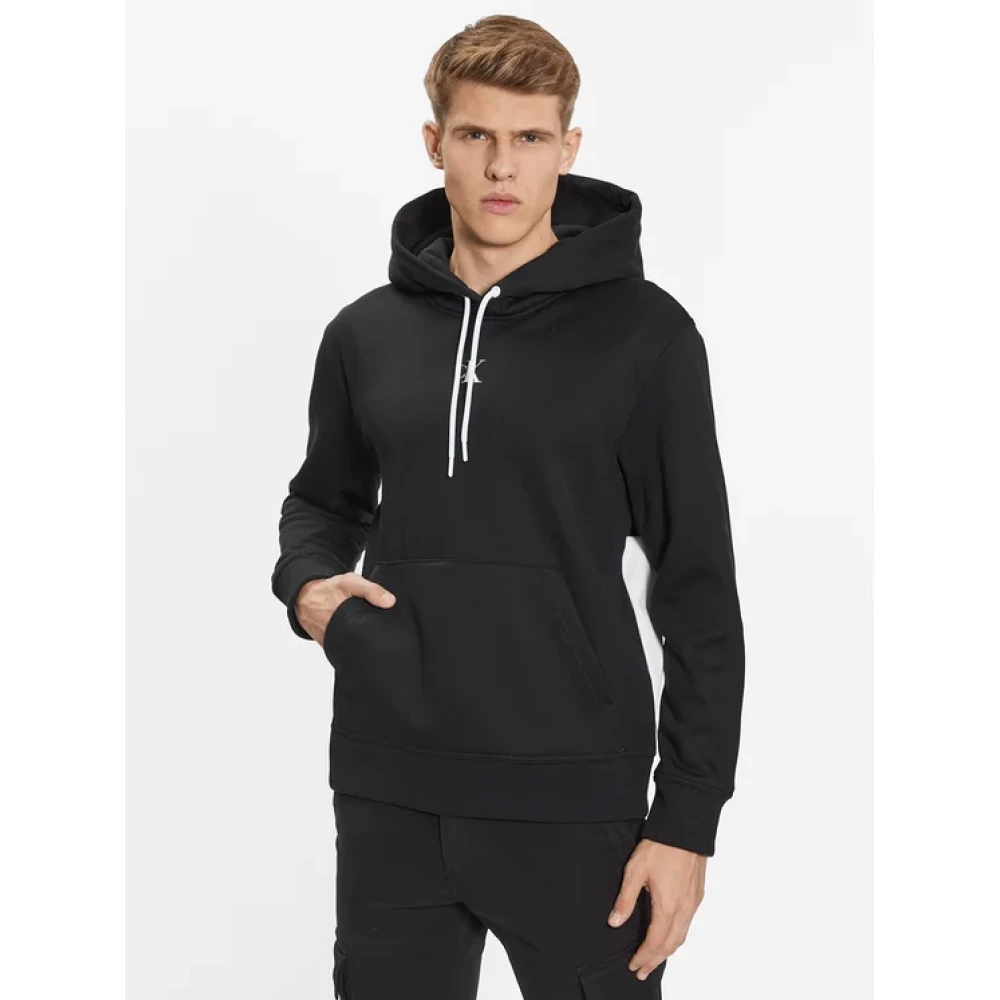 Calvin Klein Stijlvolle Zwarte Blokkerende Hoodie Black Heren