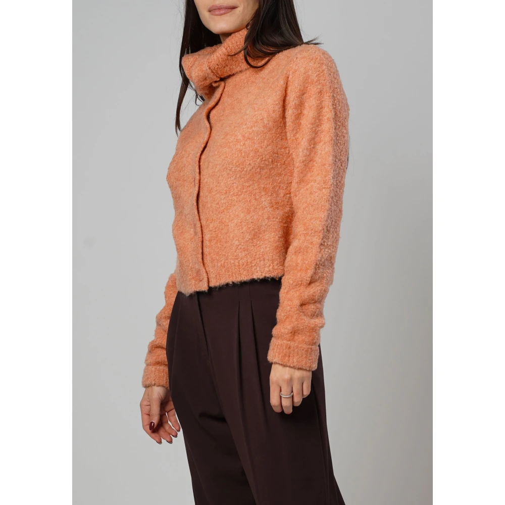 Isabelle Blanche Perzik Wol Vest Comfort Stijl Orange Dames