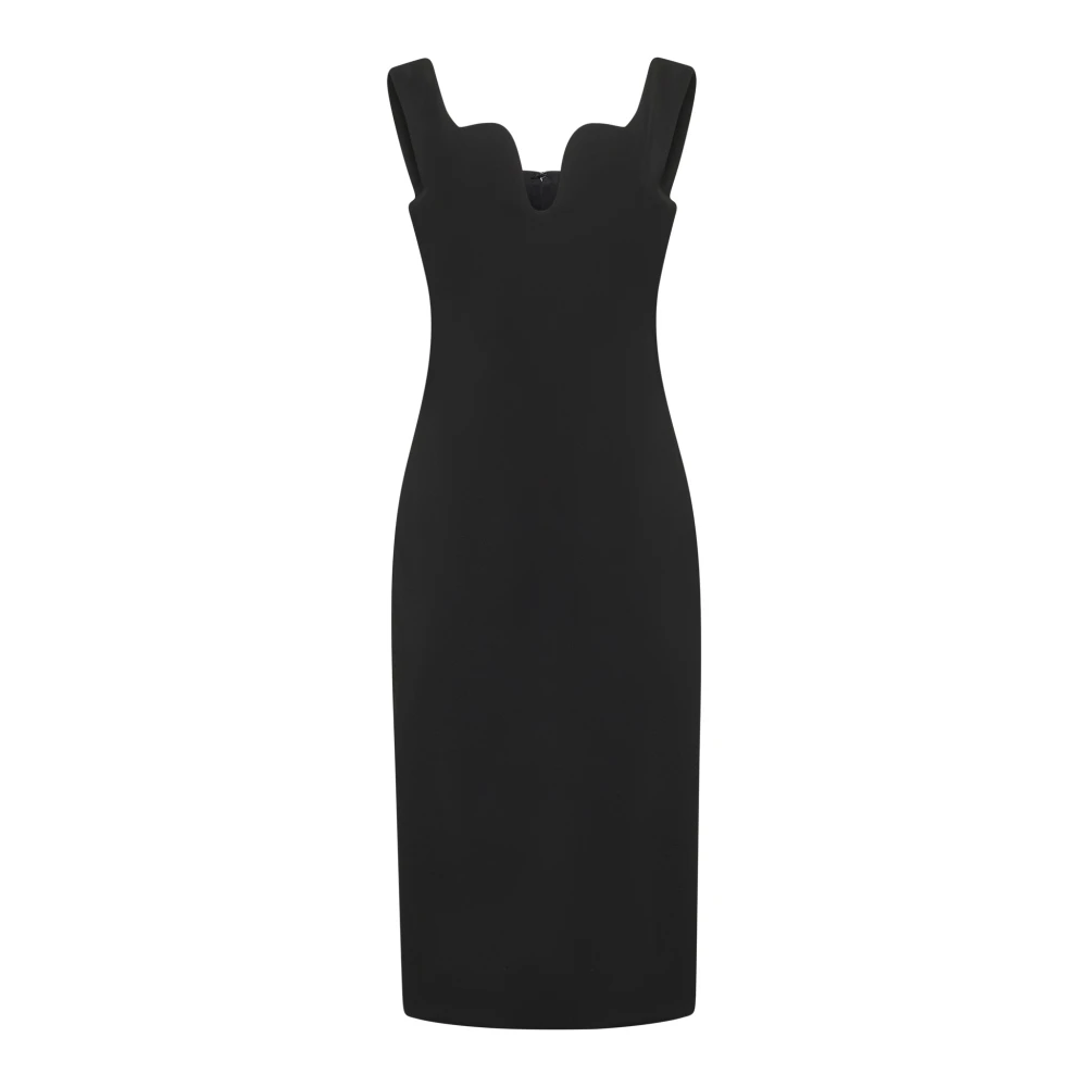 Giorgio Armani Zwarte Mouwloze Midi Jurk Black Dames
