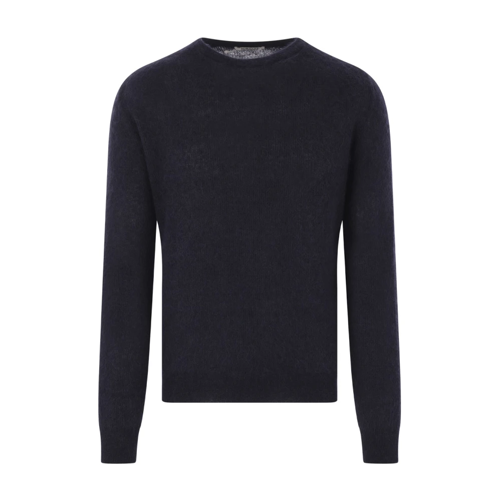 Auralee Navyblauwe Alpaca Gebreide Trui Blue Heren