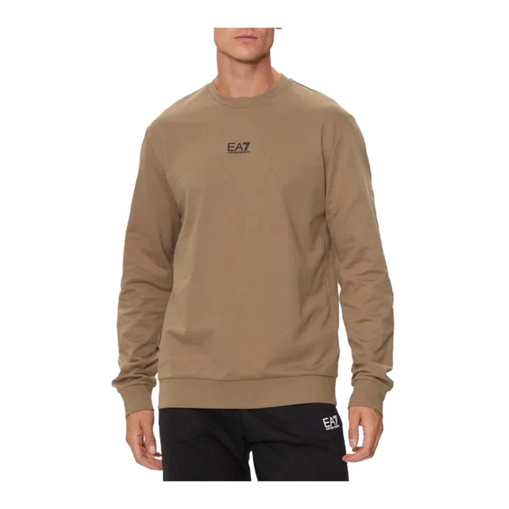 Emporio Armani EA7 Heren Identity Code Crewneck Sweatshirt Brown Heren