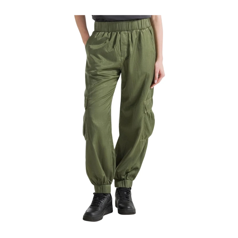 Deha Groene Cupro en Katoenen Broek Green Dames