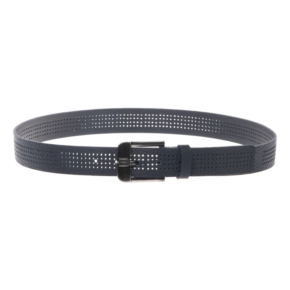 Baldinini Men's Blue Perforated Tumbled Leather Belt - Belts - 90 Cm - Accessories
