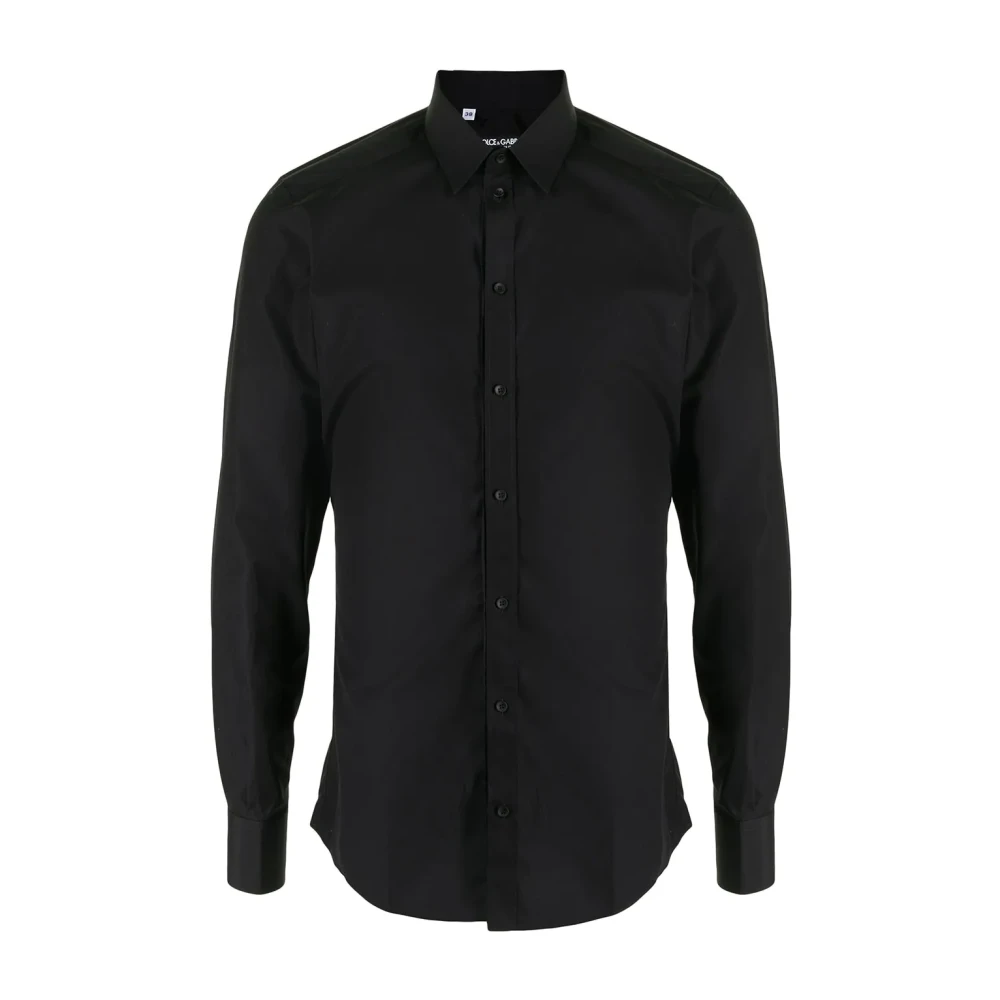 Dolce & Gabbana Zwarte Katoenen Button-down Overhemd Black Heren