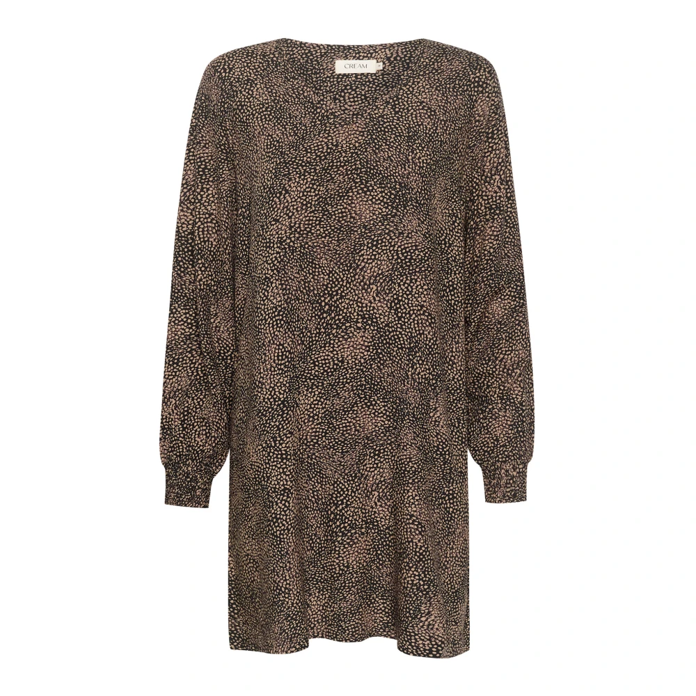 Cream Artistic Dot Print Jurk Brown Dames