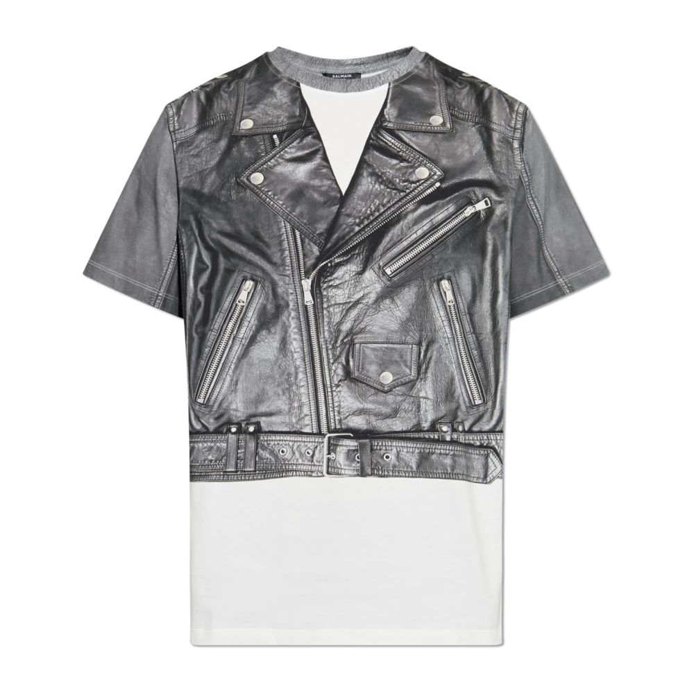Balmain T-shirt met print Gray Heren
