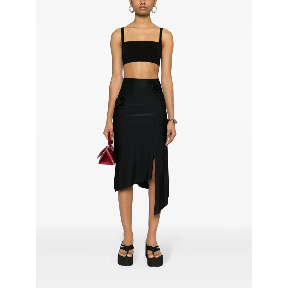 Coperni Bloemig Asymmetrisch Rokje met Diepe Split Black Dames