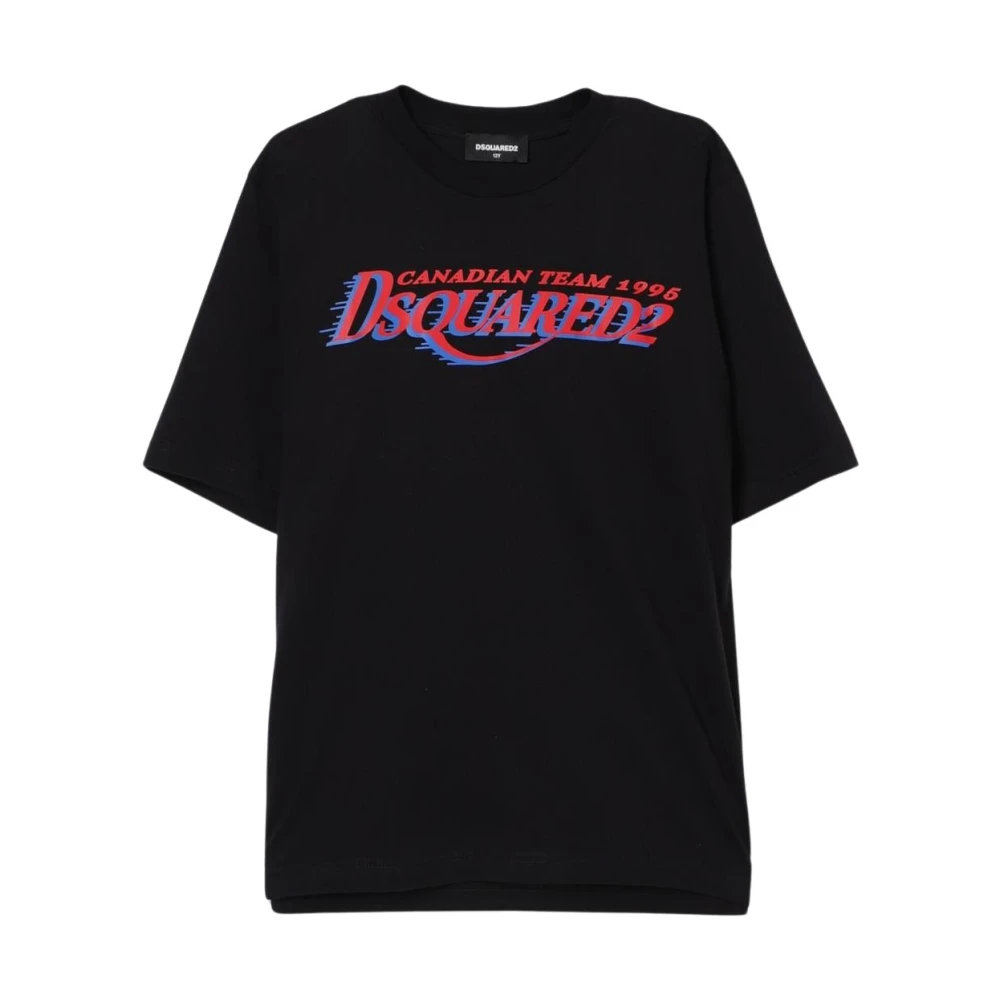 Dsquared2 Unisex Kids Black Kids Short Sleeve T-Shirts, 16 Y, 1995 Graphic Tee For Kids