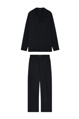 Satin Stripe Pyjama with Notch Collar
