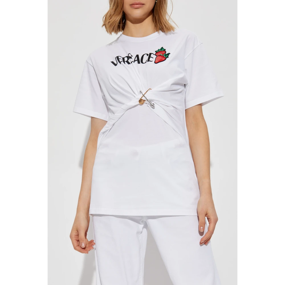 Versace T-shirt met applicaties White Dames