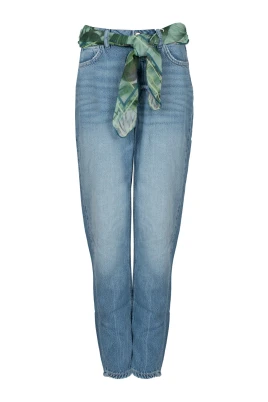 Mom Fit Höga Jeans med Scarf Bä
