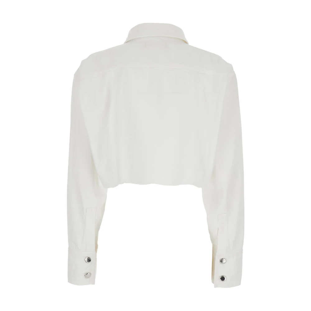 Icon Denim Witte Crop Shirt met Logo Letters White Dames