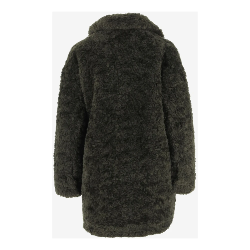 Jakke Groene Faux Fur Jas Green Dames