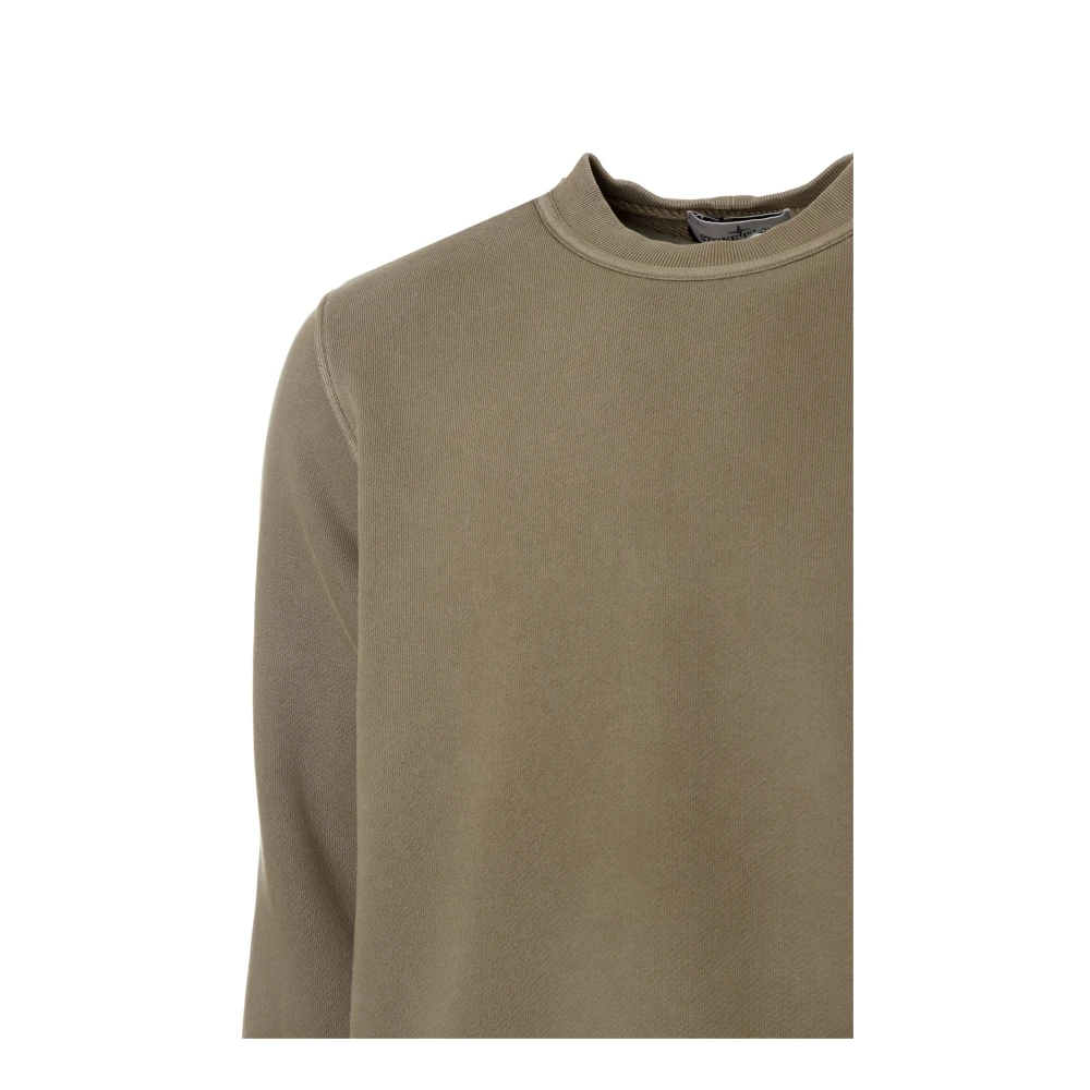Stone Island Diagonaal Geweven Sweatshirt met Ronde Hals Brown Heren