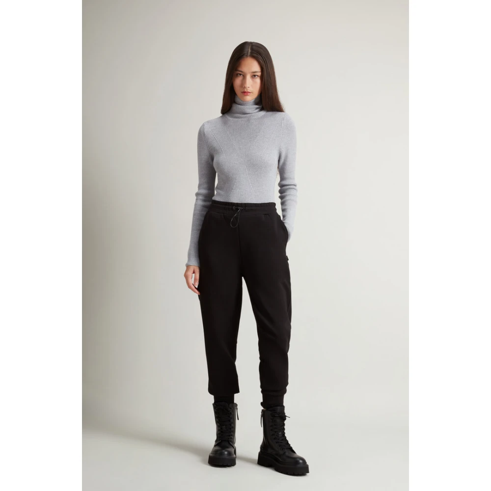 Woolrich Casual Katoenmix Zwarte Broek Black Dames