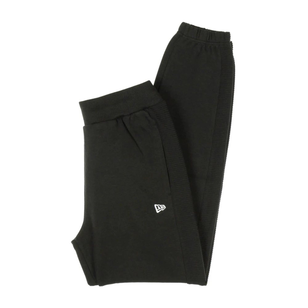 new era Geribbelde Inzet Jogger Broek Zwart Wit Black Heren