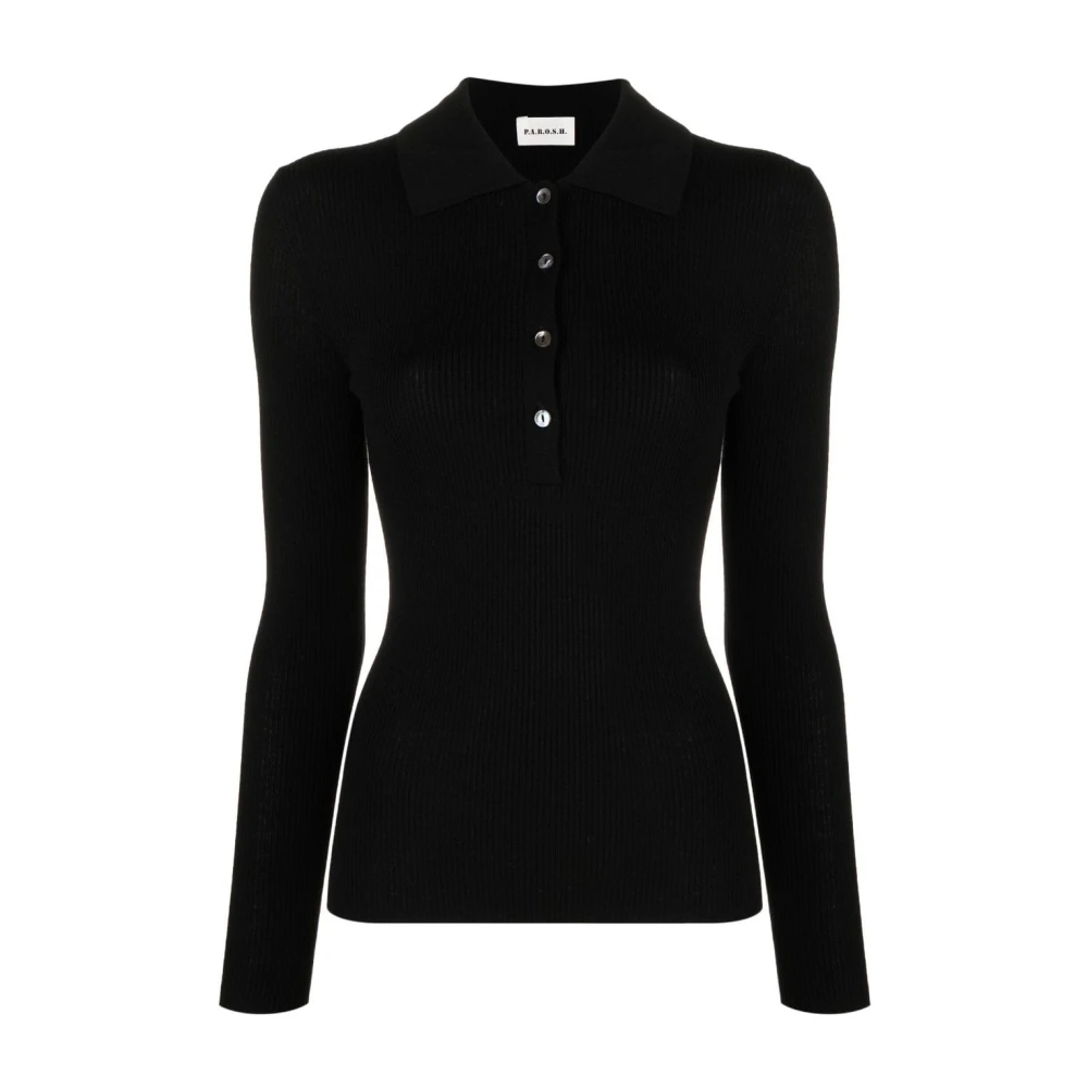 P.a.r.o.s.h. Zwarte Geribbelde Sweater T-shirts en Polos Black Dames