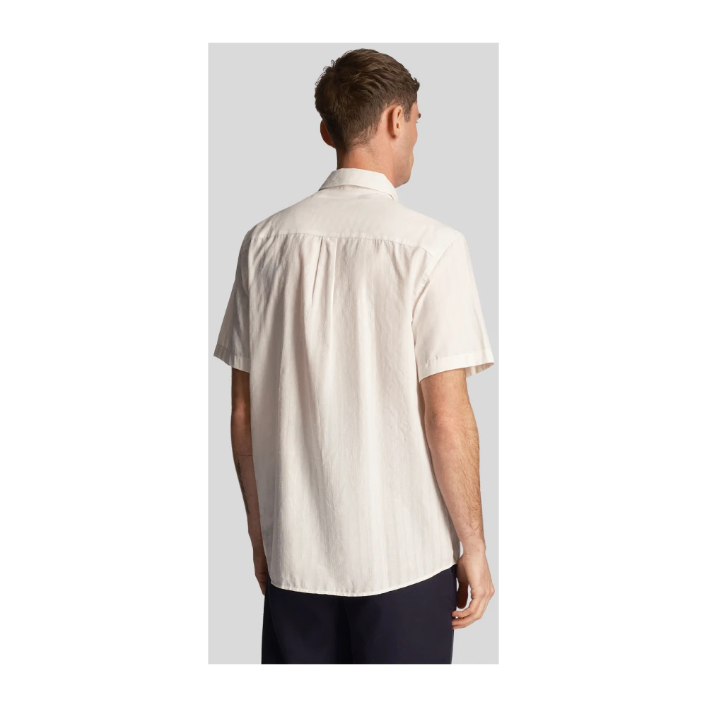 Lyle & Scott Gestreept Kortemouw Overhemd Beige Heren