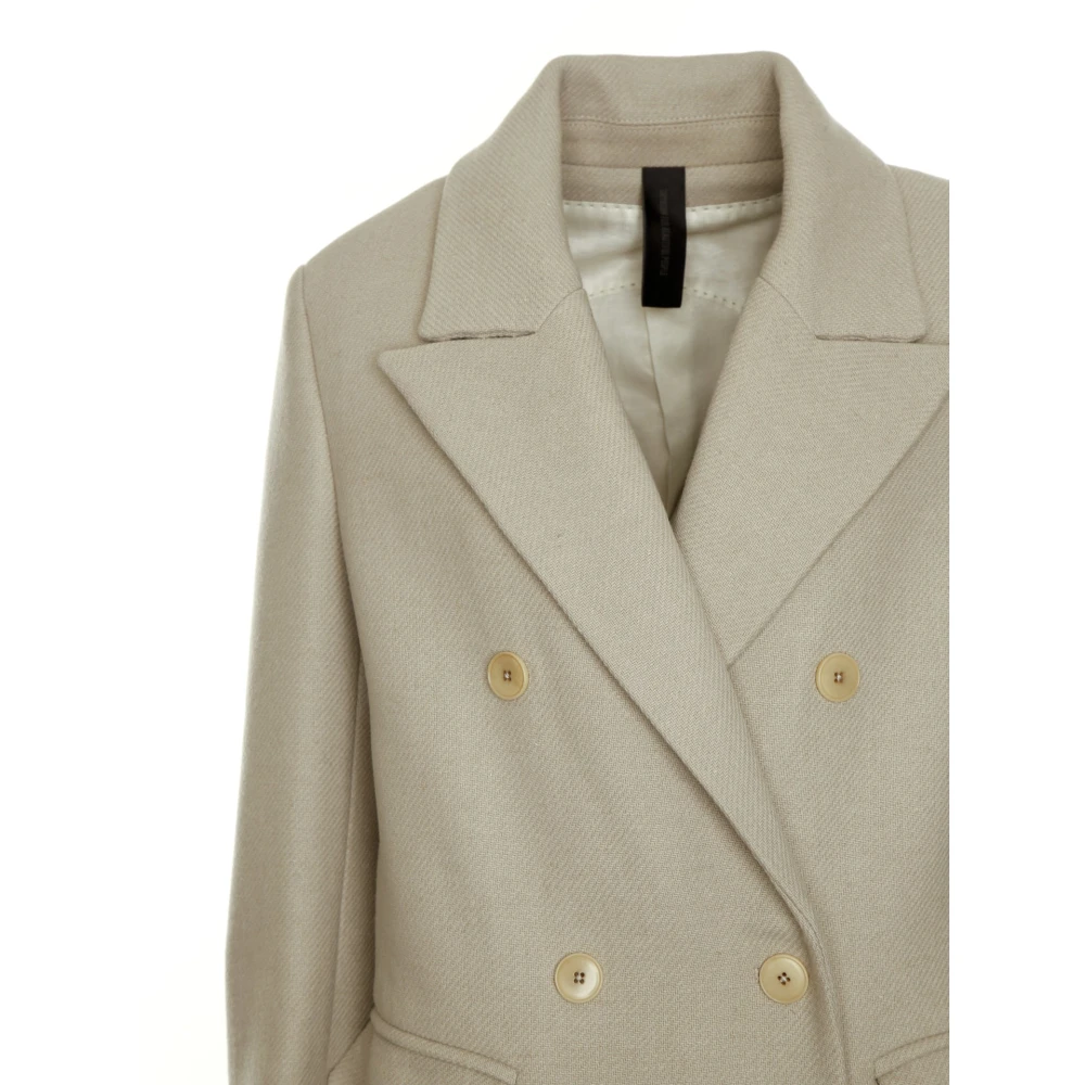 drykorn Wollen Jas Reverskraag Dubbele Knopenrij Beige Dames