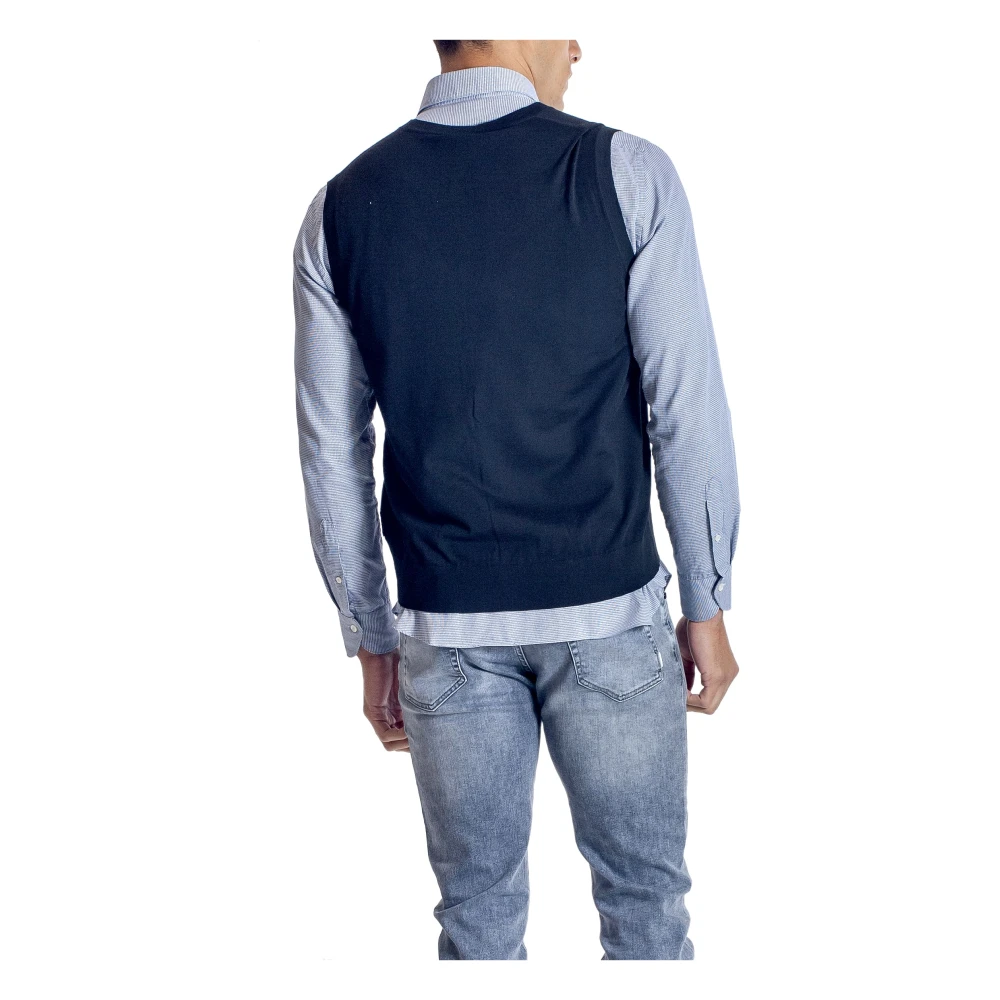 Z Zegna Merino Gebreid Vest Black Heren