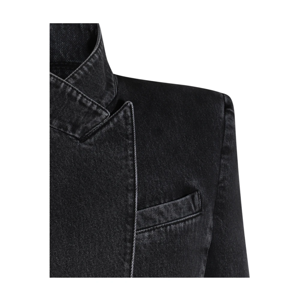 alexander mcqueen Zwarte Denim Katoenen Blazer Jas Gray Dames