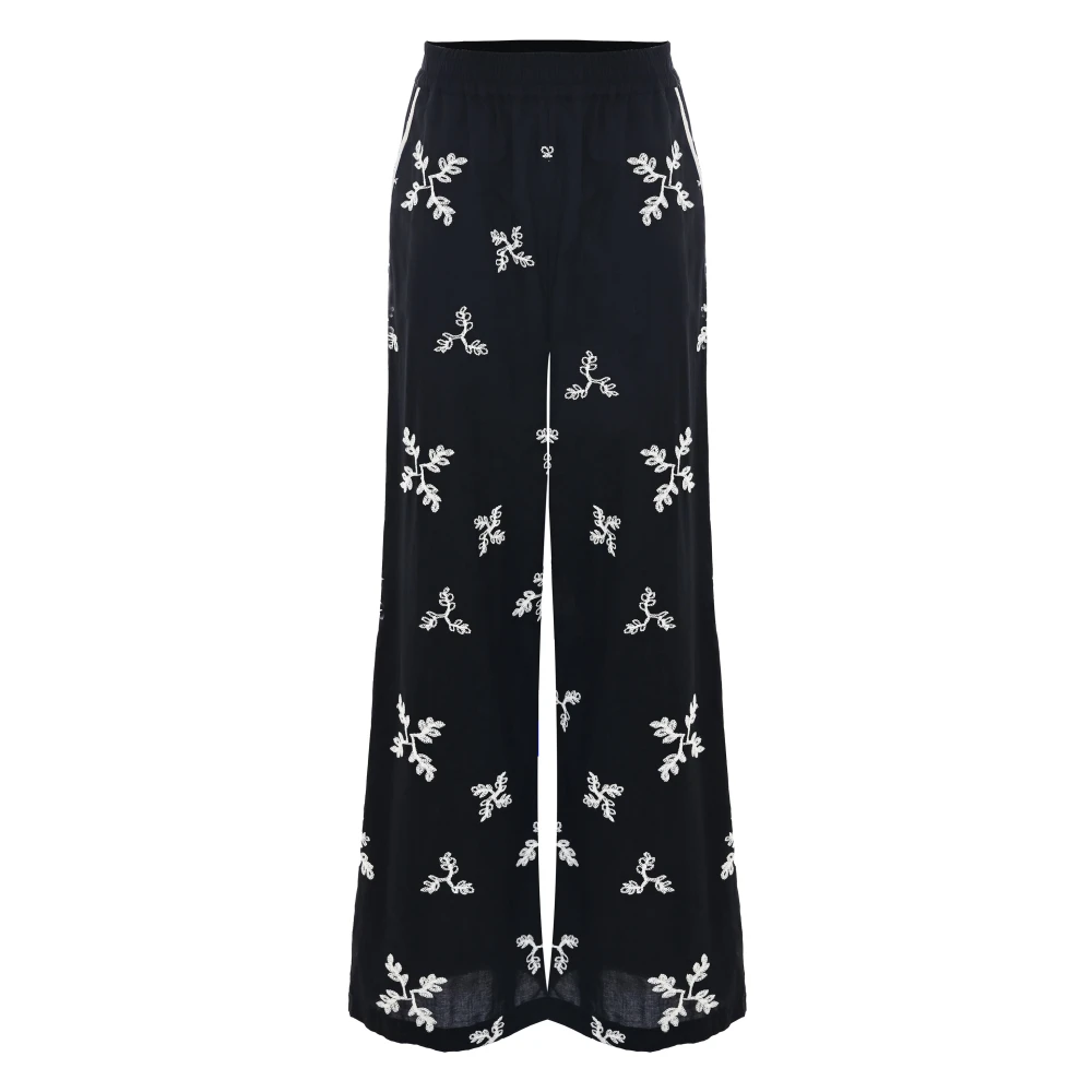 Kocca Palazzo broek met verfijnd all-over patroon Black Dames