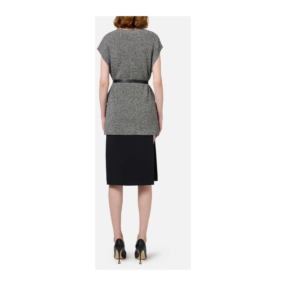 Elisabetta Franchi Zwarte Midi Rok Stretch Crêpe Black Dames