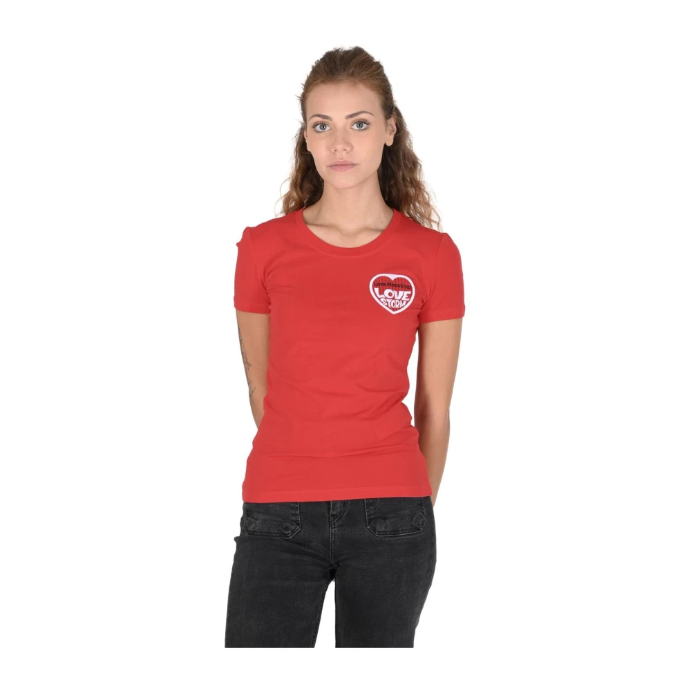 Love Moschino Women's Red Heart Patch T-Shirt