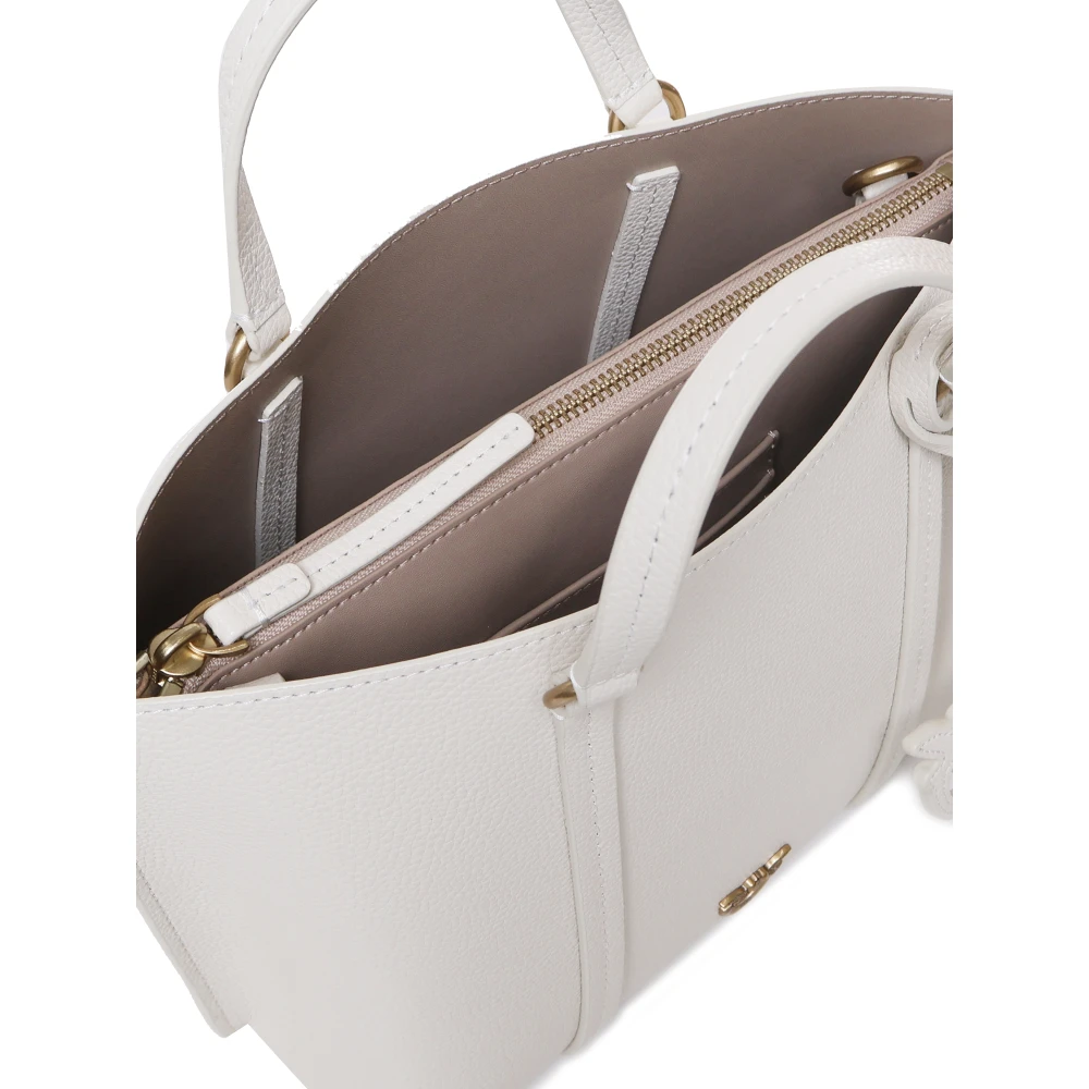 pinko Klassieke Leren Shopper Tas in Wit White Dames