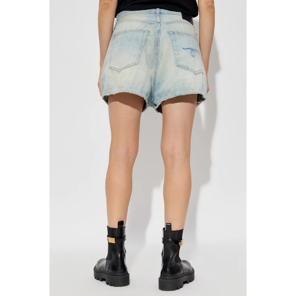 R13 Vintage-Effect Denim Shorts Blue Dames