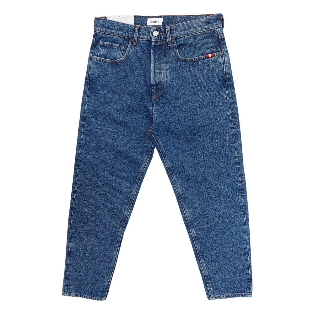 Amish Stone Wash Slim Fit Denim Jeans Blue Heren