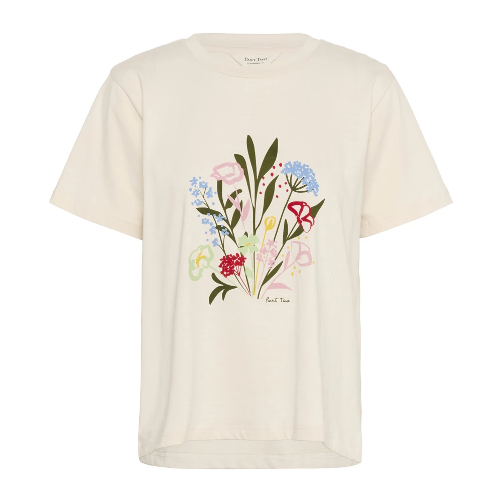 Part Two Bloemenprint T-shirt Whitecap Multi Beige Dames