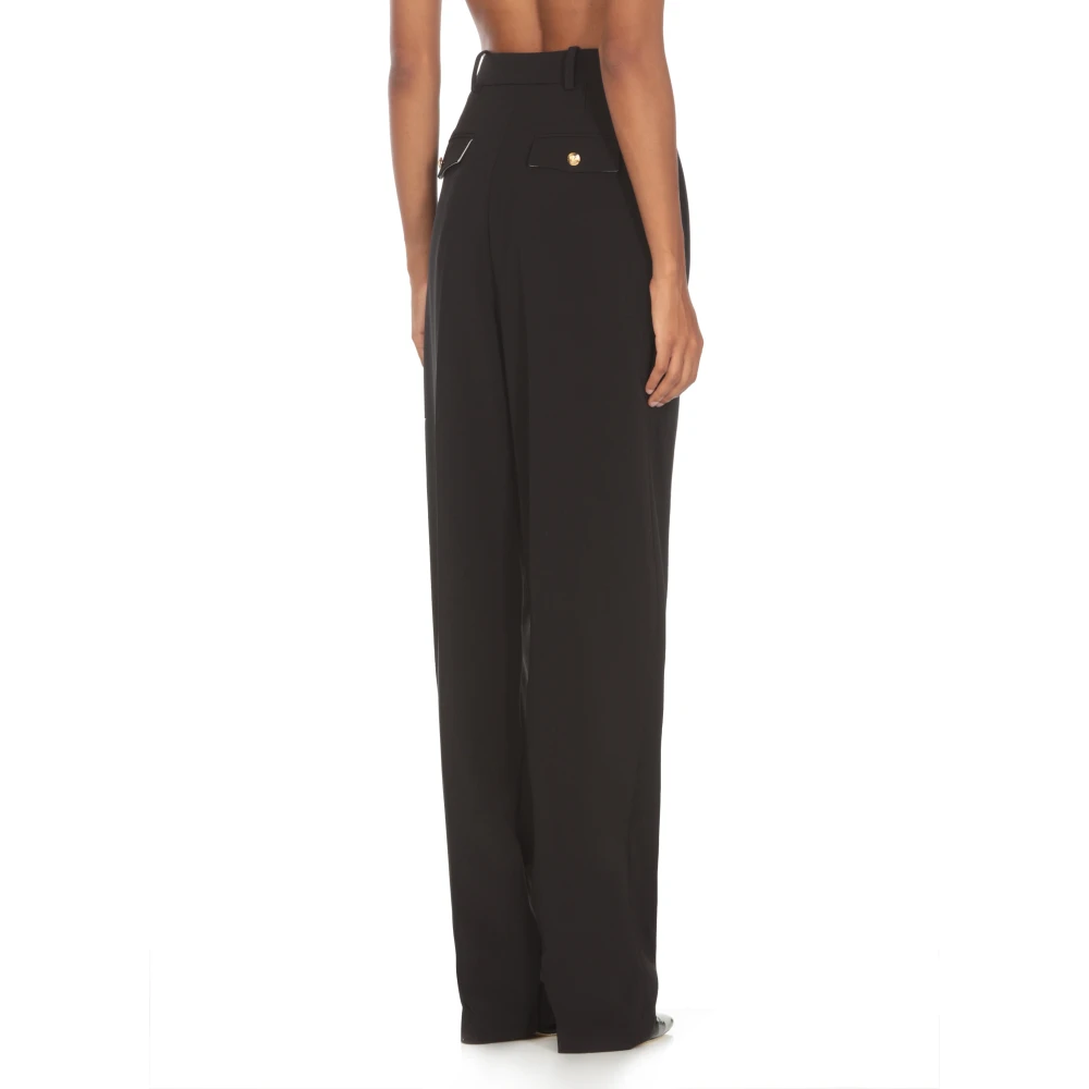 Elisabetta Franchi Zwarte Crêpe Broek met Zakken Black Dames